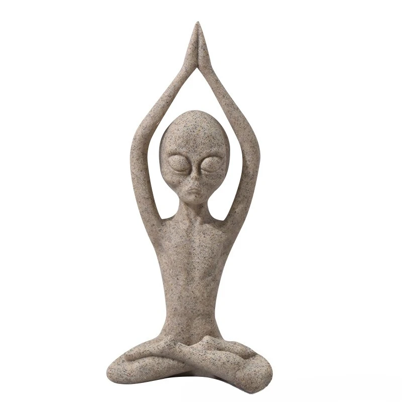 Resin Alien Yoga Figure Unique Design Home Decor Desktop Accessory Creative Ornament Collectible Cartoon Character Anime Statue