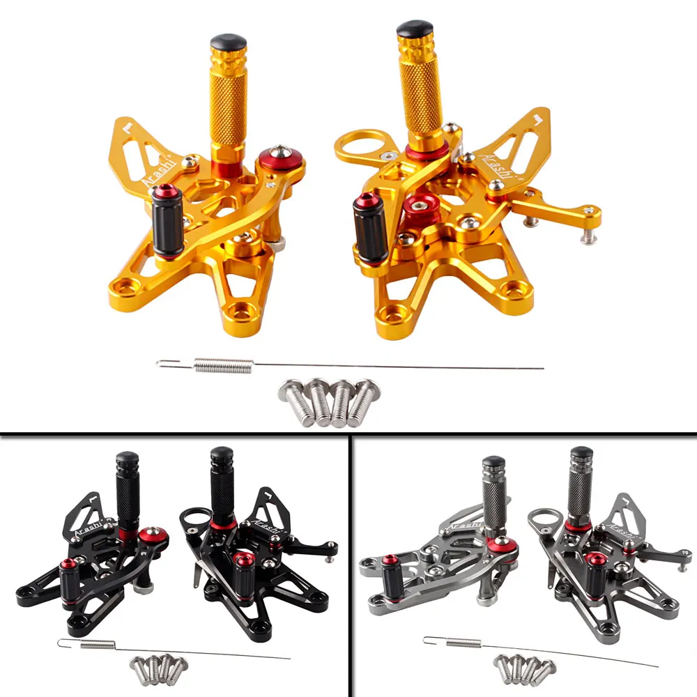 

1Pair Motorcycle Rear Set Foot Pegs Footrests Footpeg Kit For Kawasaki ZX6R ZX636 2005 2006 Black/Gold/Gray