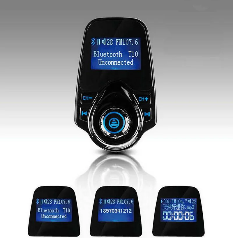 Cigarette Lighter Powered T6 Car FM Modulator, Bluetooth V3.0+EDR TF Card Music Playback Battery Voltage Detection