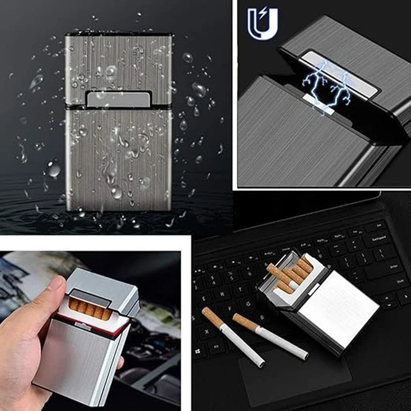 Fashion Magnetic Flip-top Cigarette Case -Hold 20 Cigarettes, Moisture-proof ,Dust-proof - Portable Metal Cigarette Case.