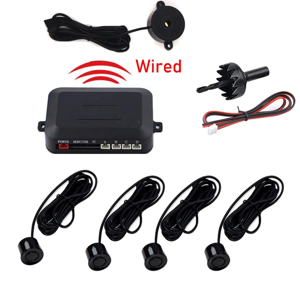 Universal 4 Sensoren Summer 22mm Auto Parkplatz Sensor Kit Reverse Backup Radar Sound Alarm Anzeige Sonde System 12V für Ford BMW – Detail 7