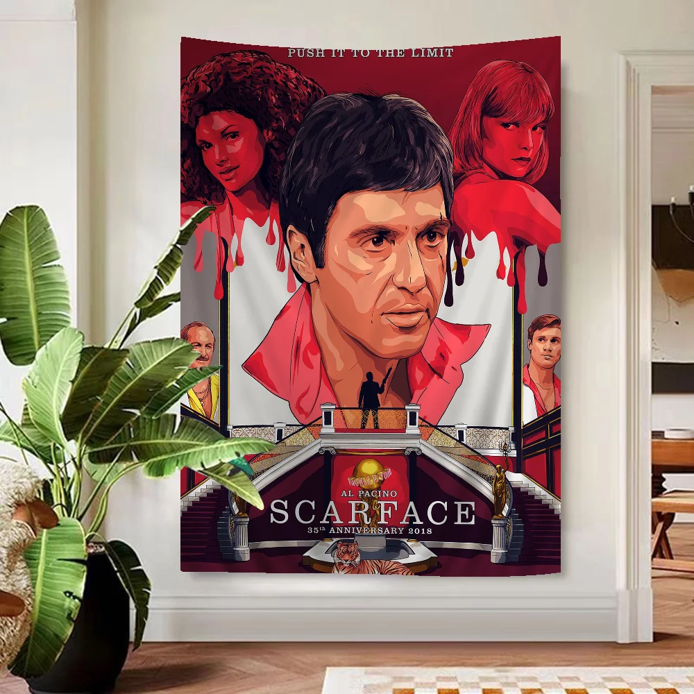 

Movie S-scarface Cartoon Tapestry For Living Room Home Dorm Decor INS Home Decor