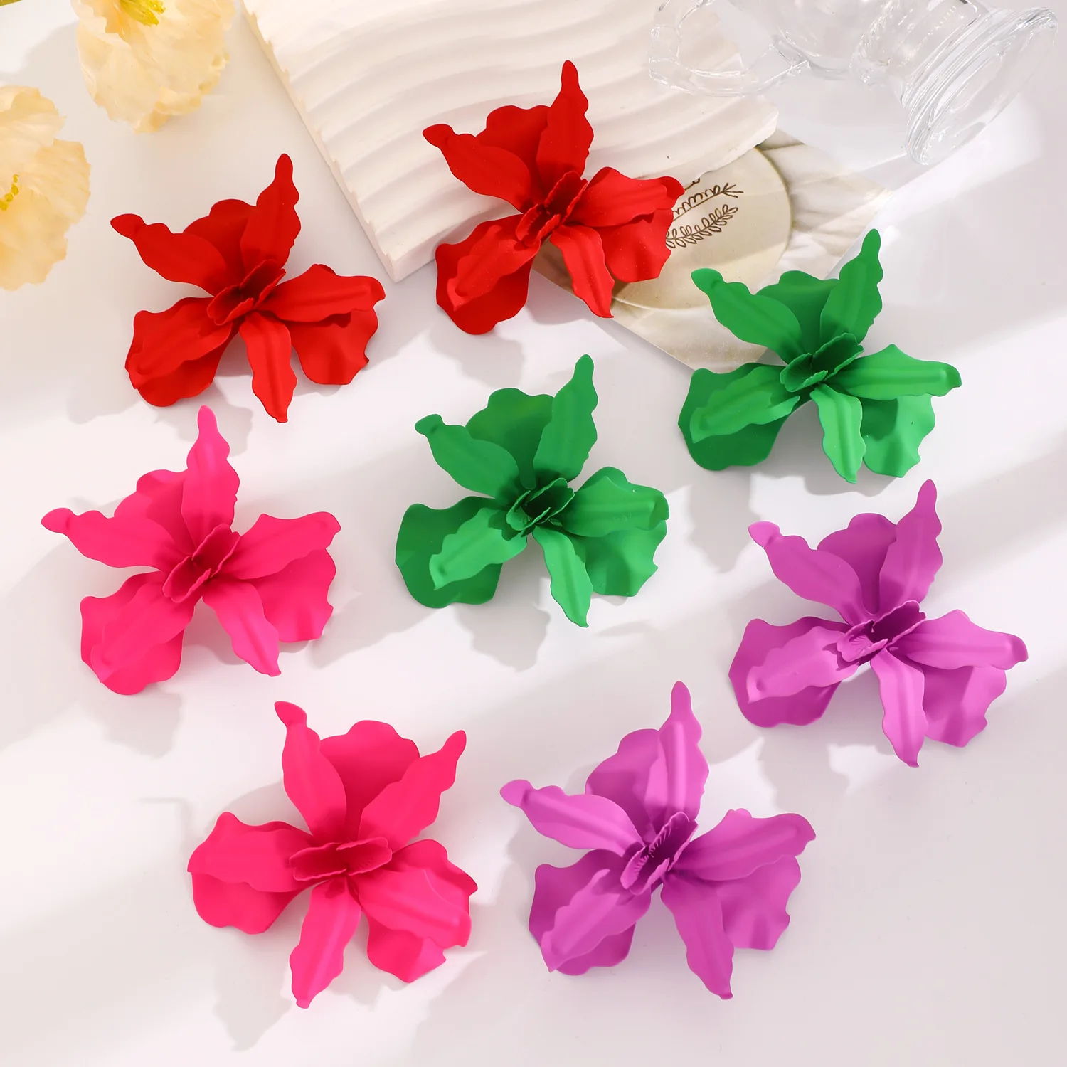 Exaggerated Big Geometric Flower Earrings For Women Jewelry 2026 Trending New Luxury Women's Summer Vacation Style Earrings