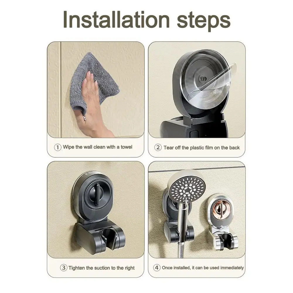 Nouveau Support de pomme de douche à ventouse, Support de douche mural relocatable, Support de douche réglable