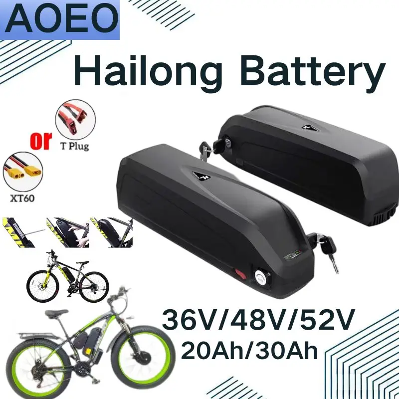 

Новая литиевая батарея Hailong 36В 48В 52В 20Ач-30Ач для электровелосипедов, аккумуляторный блок для горных электровелосипедов с защитой от кражи и интеллектуальной BMS