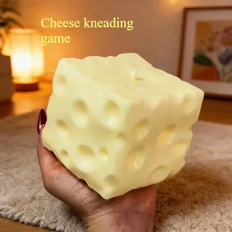 Big Cheese Cube Squeeze Toy Non Bounce Reshapeable ASMR Fidget Toy Portable Stress Relief Anti Stress Holiday Gift