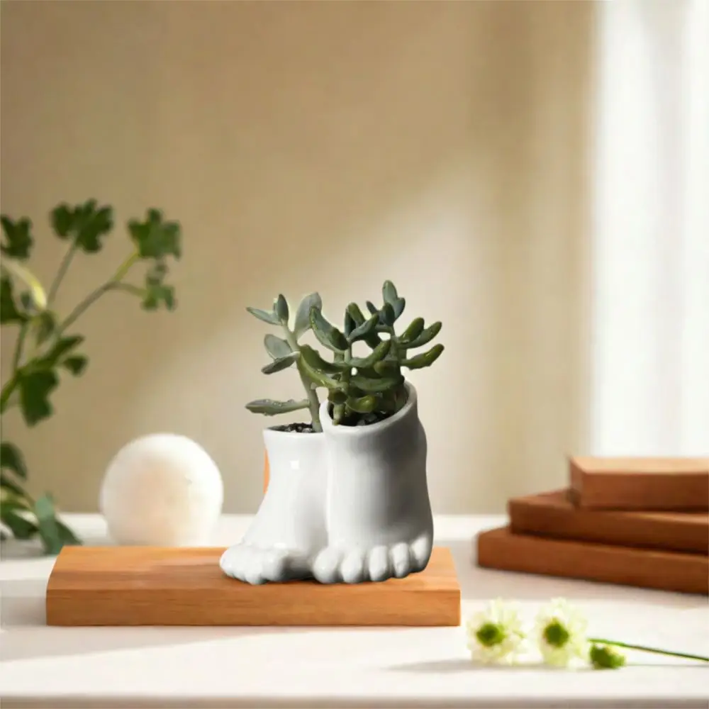

Garden Ornament Ceramic Feet Shape Flower Pot Decorative Funny Vase Ornament Plant Pot Flower Arrangement Container Desktop