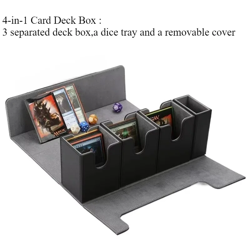 4 in 1 Commander Deck Box with Dice Tray Trading Card Storage Box Holds Up 270+ Sleeved Cards for Yugioh MTG TCG PTCG Sport Card view 5