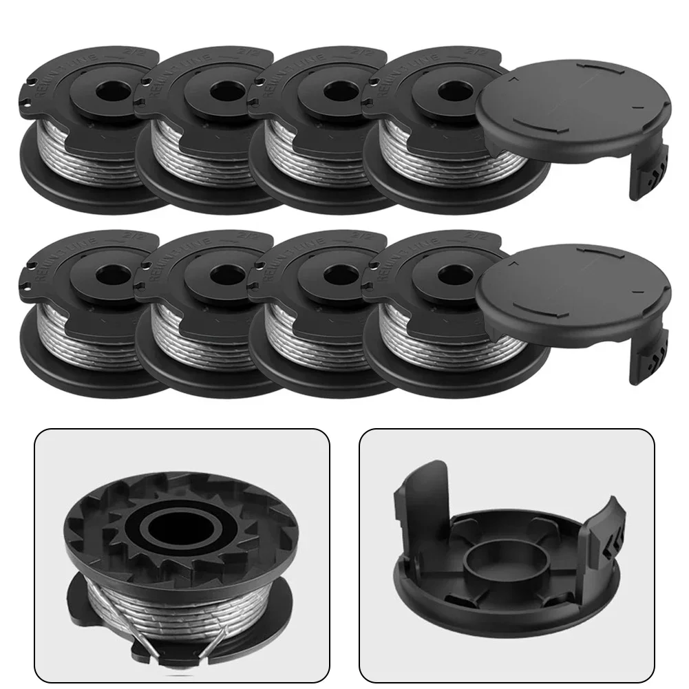 Bobine di ricambio e coperture protettive per tagliabordi Bosch 8 bobine 2 coperture compatibili con ART 23 SL ART 26 SL