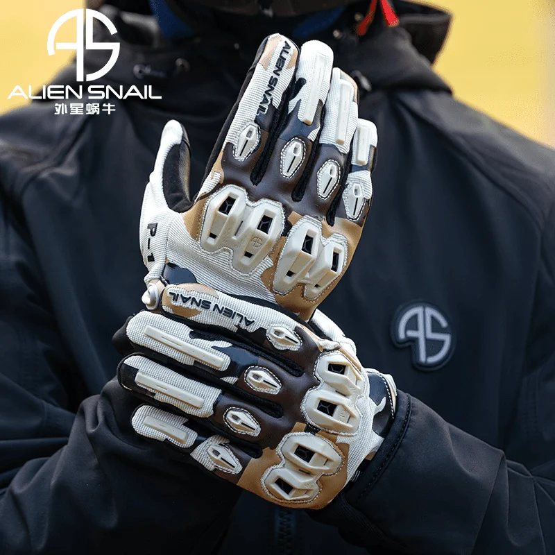 

Alien Snail Motorcycle P1 Gloves Leather Anti-Drop Motorcycle Equipment Riding Touchscreen Breathable