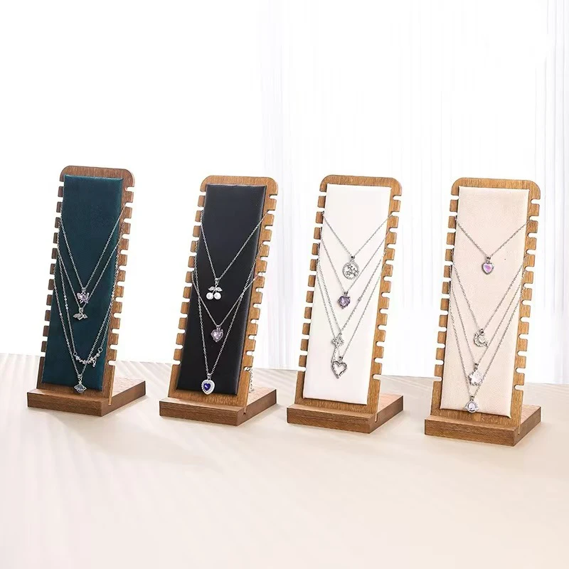 

Walnut color 12-position detachable necklace display stand jewelry storage rack jewelry display photo props