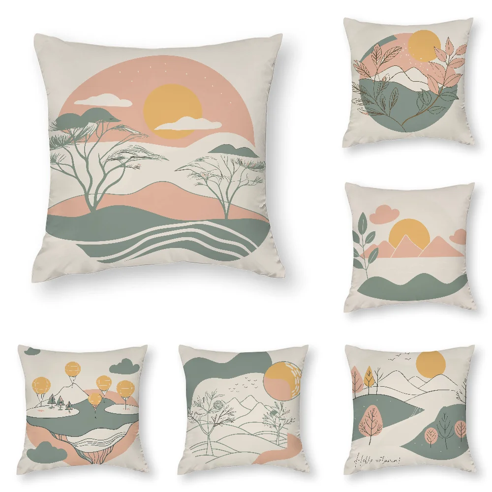 

Abstract Boho Landscape Pillow Case 3D Print Polyester Fiber 45*45 cm Home Sofa Throw Pillow Cover Decoration Festival Gift