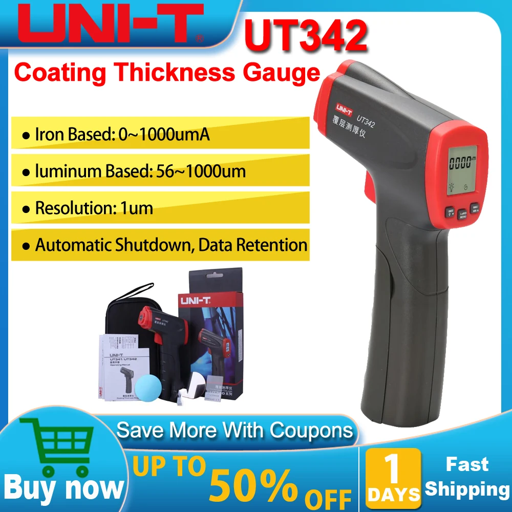 UNI-T UT342 Coating Thickness Gauge Paint coating thickness tester 1000um Width Measuring Instruments