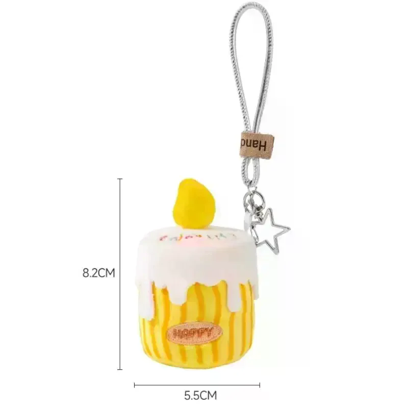 Leuke Cartoon Simulatie Verjaardagstaart Hanger Pluche Sleutelhanger Kawaii Dessert Gevulde Pop Charme Rugzak Hanger Accessoires Cadeau