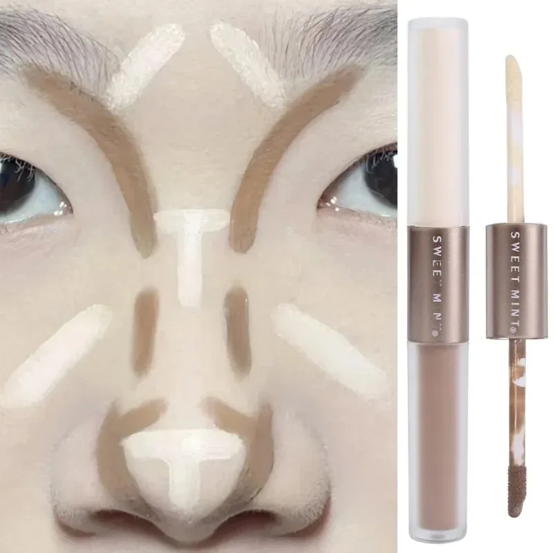 1PCS Double-ended Highlighting Contouring Stick 2-in-1 Concealer Pencil  Grey Three-dimensional Nose Shadow Bronzers Makeup