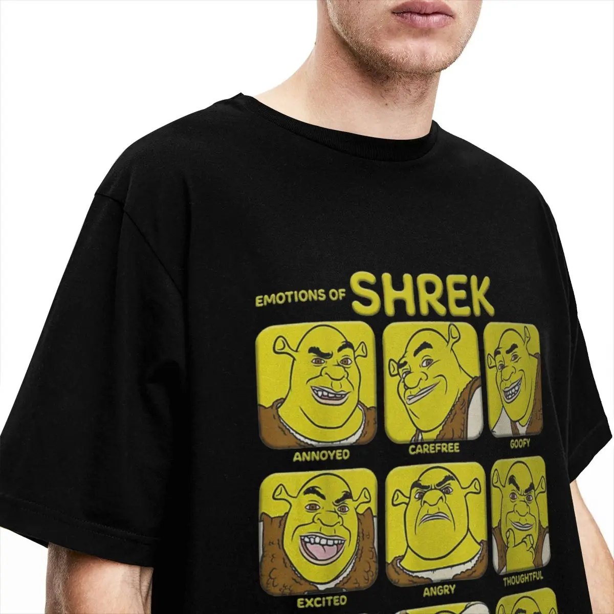 Men's Shreks Emotions Box Up Movie T Shirt Cotton Tops Cool Short Sleeve Crewneck Tees Adult T-Shirts