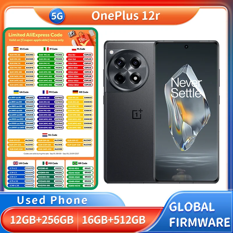 Смартфон Oneplus 12R 5G Android 6,78 дюйма 2780x1264px Dual SIM Nano SIM USB Type-C Б/у телефон Смартфон Oneplus 12R 5G Android 6,78 дюйма 2780x1264px Dual SIM Nano SIM USB Type-C Б/у телефон