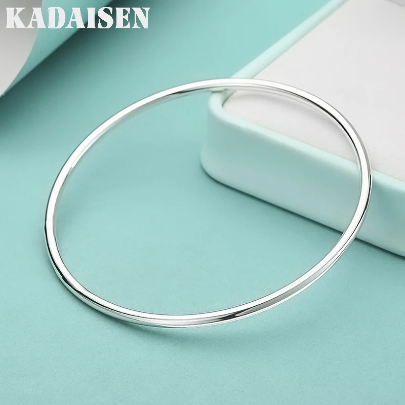 

Hot Classic 925 Sterling Silver 3MM Fine Simple Circle Bangle For Women Charm Bracelet Fashion Party Jewelry Christmas Gifts