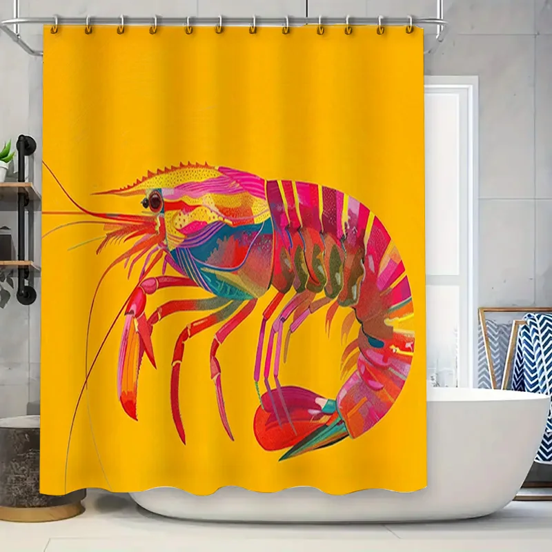

Animal Print Shower Curtain, Waterproof Fabric, Bright Colors Shrimp Decorative, Home Bath Accessories for Bathroom Decoration Y