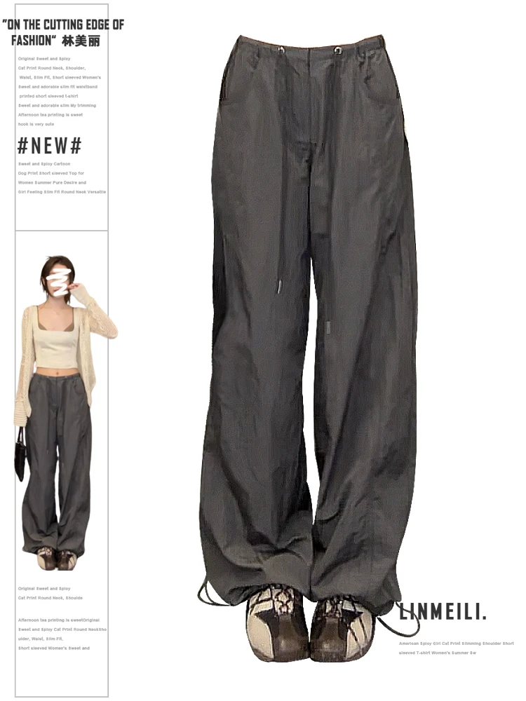 

Summer Women Vintage Y2k Japanese Streetwear Parachute Pants Grunge Long Pants Kpop Pantalones Hot Gyaru 2000s Aesthetic Baggy