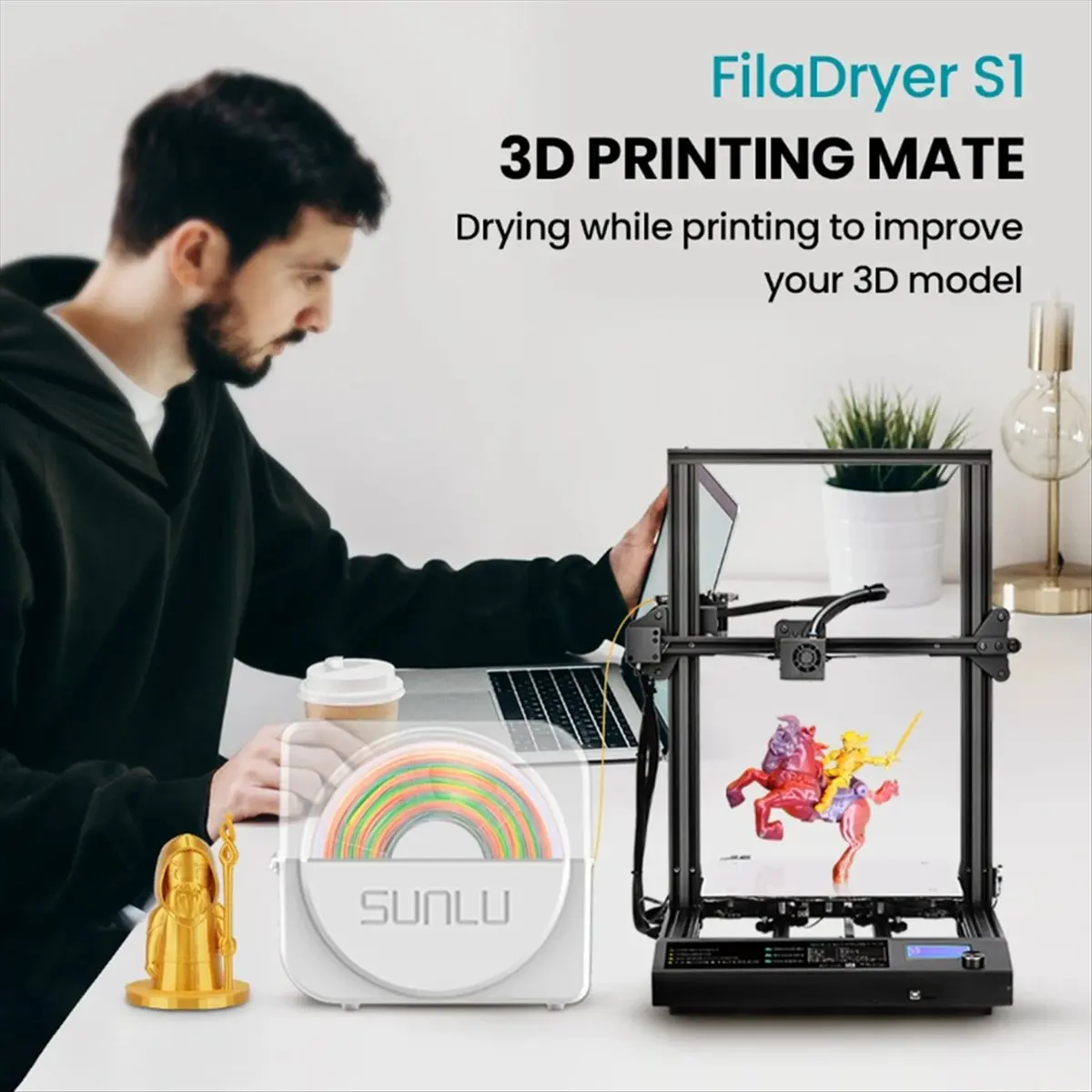 مجفف خيوط لـ S1 Plus صندوق تجفيف خيوط الطابعة ثلاثية الأبعاد مع شاشة LCD حامل تخزين تجفيف للطباعة ثلاثية الأبعاد قابس الولايات المتحدة #4