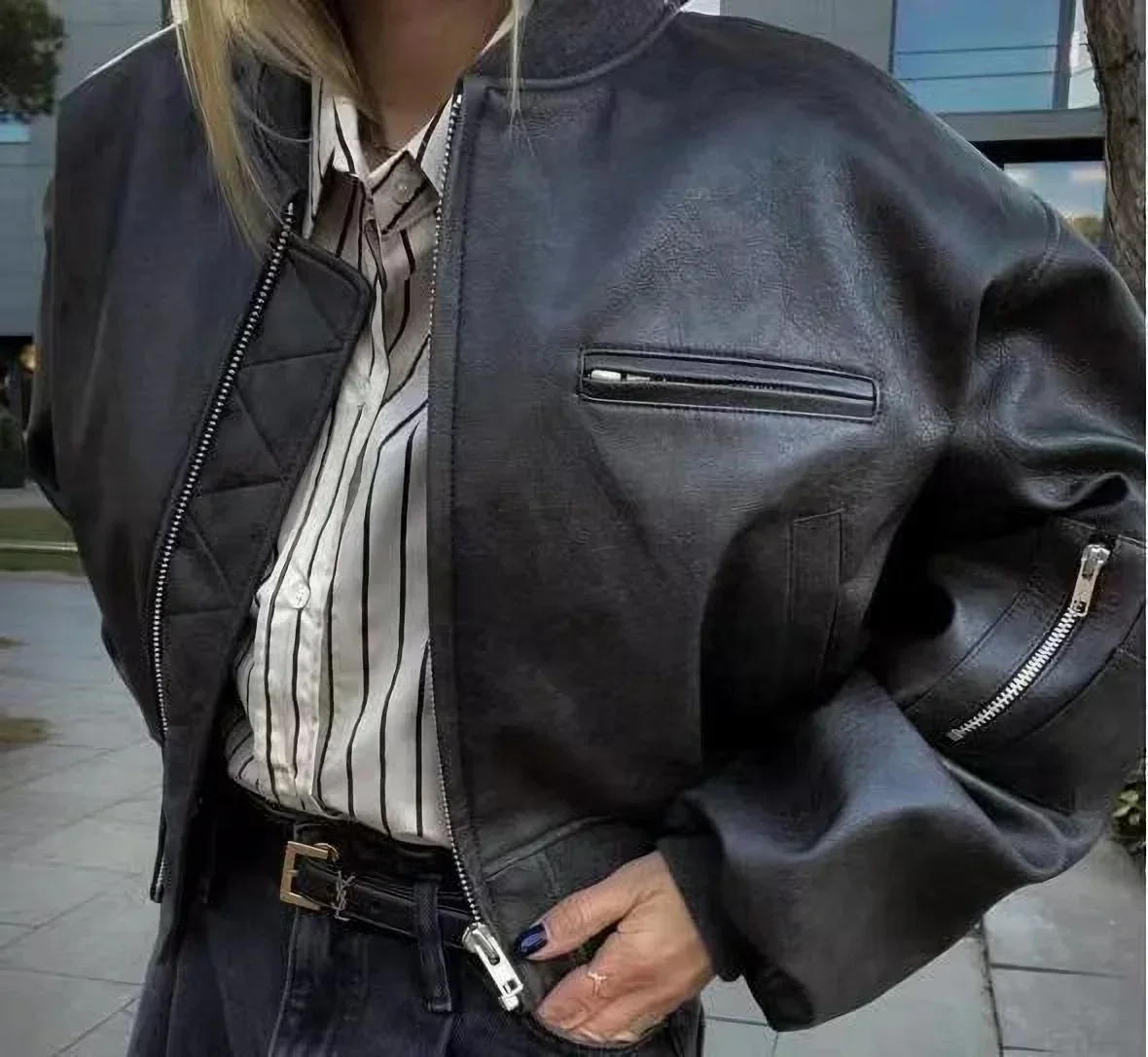 

Women Leather Jackets PU Winter Padded Vintage Bomber Jackets Streetwear Motorcycle Coat Outerwear Women Clothing Chaqueta