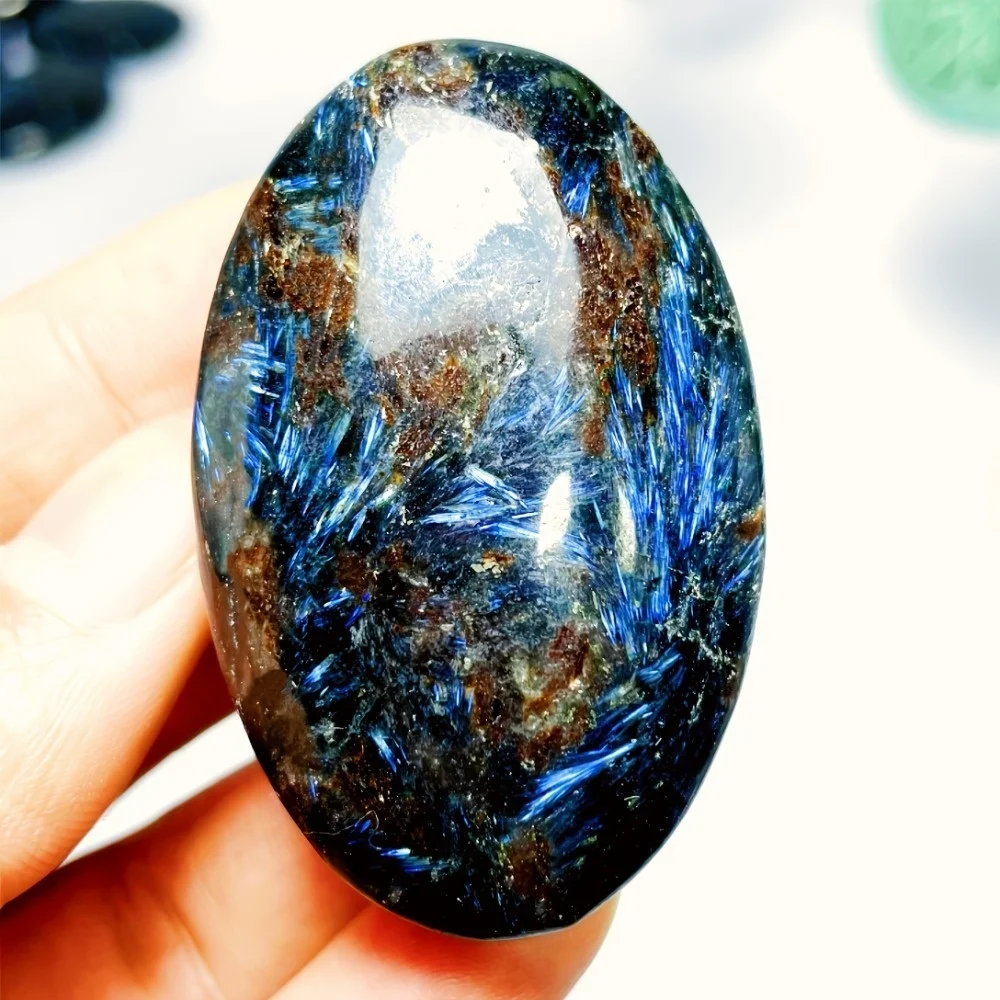 حجر النخيل الطبيعي من Astrophyllite جيب كريستال حجر فلاش أزرق مقتنيات الصخور بلورات الشفاء ديكور المنزل #4