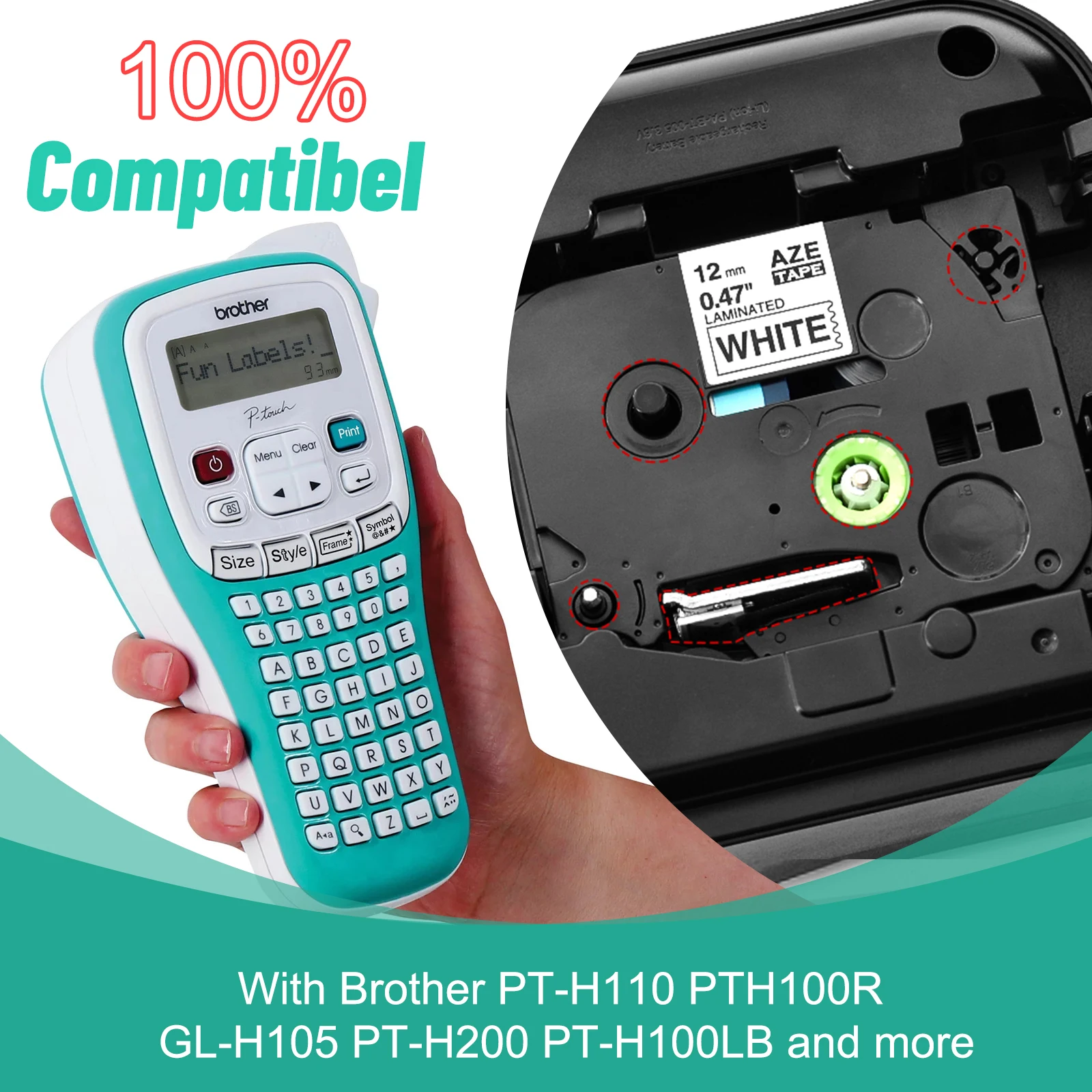 Cruxer 12/18/24mm Laminated Label Tape Compatible for Brother TZE-231 Tze 211 231 251 631 Ribbon Tape for Brother P-Touch