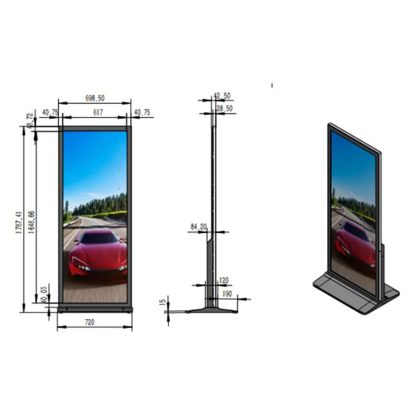 Free Standing 75 Inch Indoor Android Wifi Vertical Touch Screen LCD Digital Signage Advertising Display Monitor