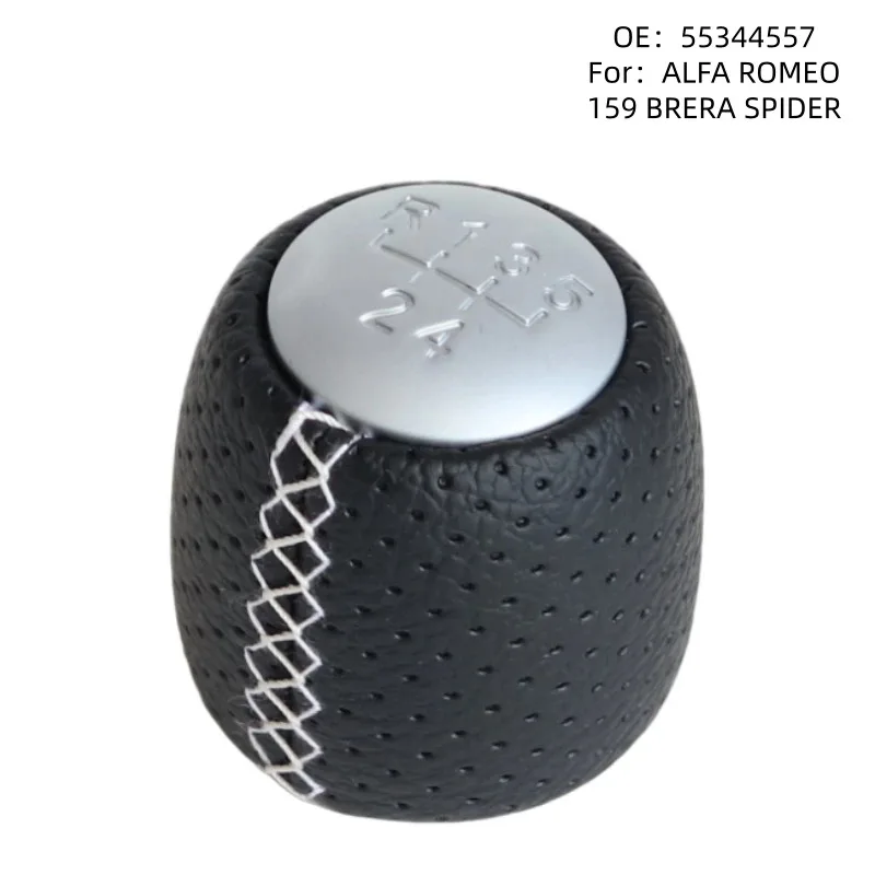 

Perforated Leather Gear Shift Head for ALFA ROMEO 147 Brera Spider White Stitching Lever Shift Handball Auto Parts Accessories