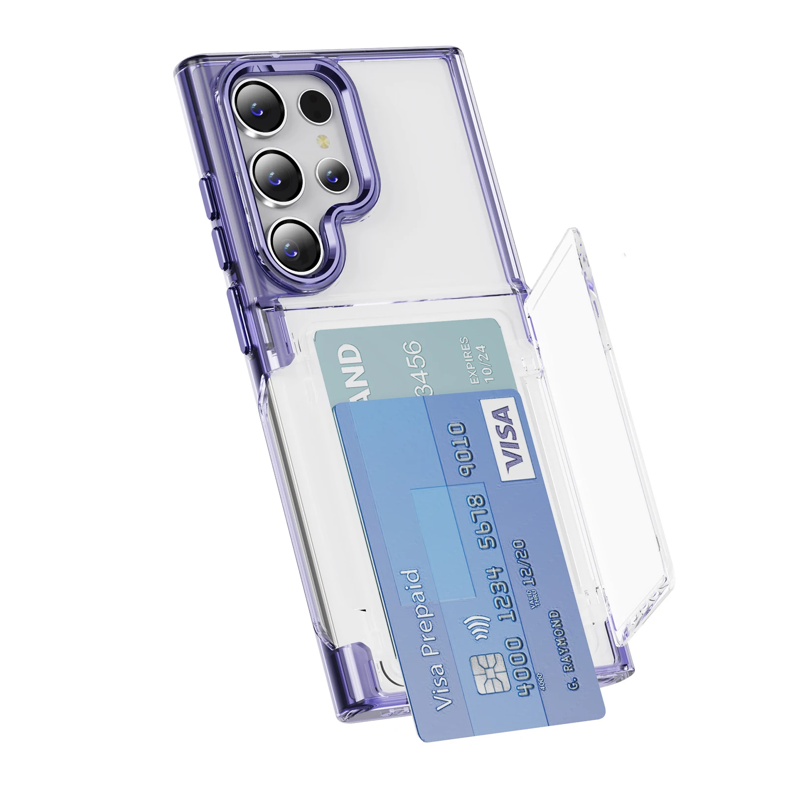 

Shockproof Clear Flip Card Holder Wallet Case for Samsung Galaxy S24 Ultra S23 S22, Transparent Hard Card Pocket Kickstand Cover