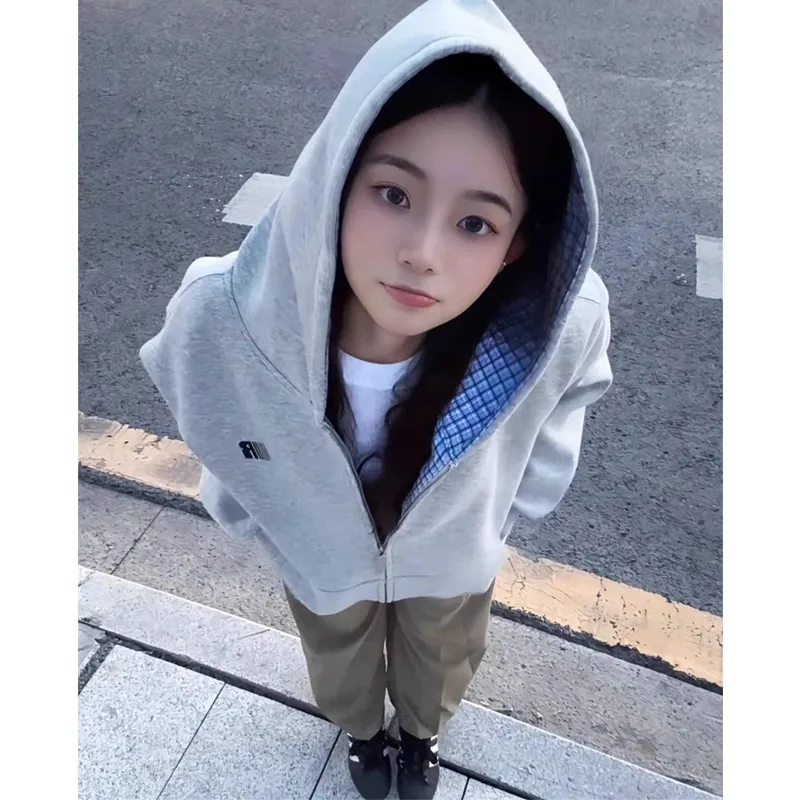 韓国風ゆったりフィットチェック柄パーカー レディース 秋新作 スリムフィットカーディガンコート テアナ スノーブランド ポリエステル繊維 ロング丈