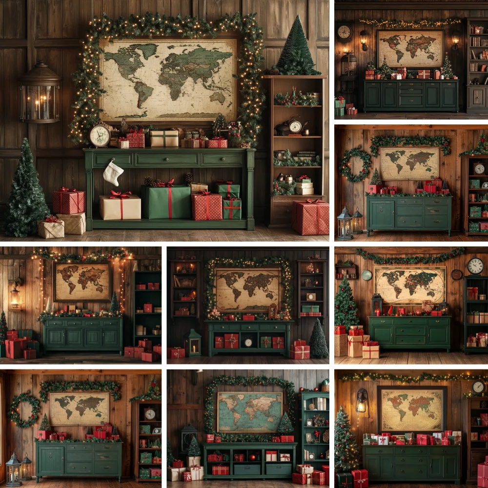 Photography Mapped - Vintage Wooden Wall Christmas Backdrop World