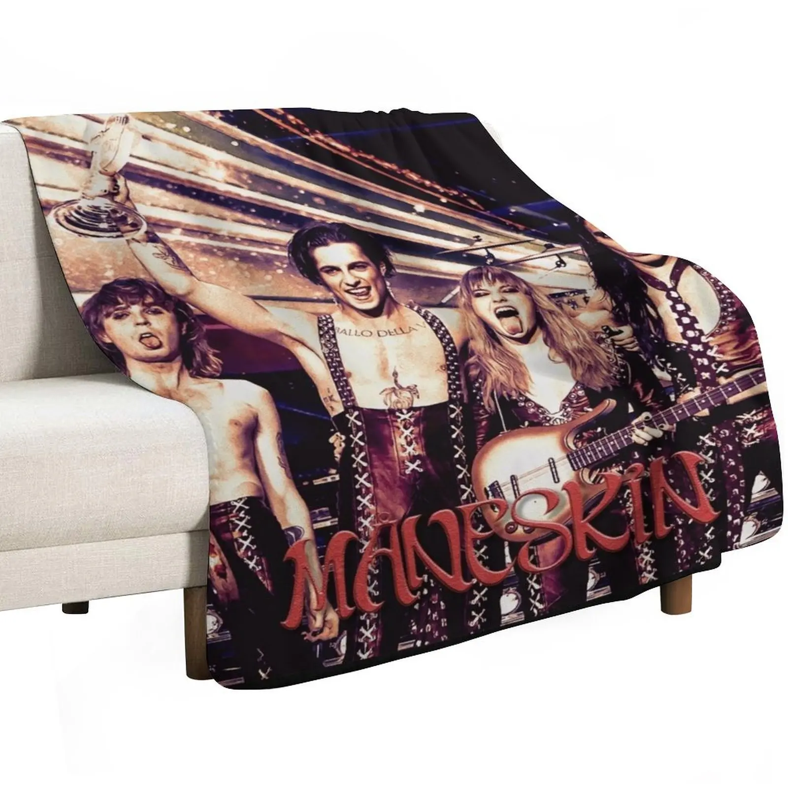 Maneskin glamrock rock band Throw Blanket Soft Comfort Blanket for Reading Watching TV