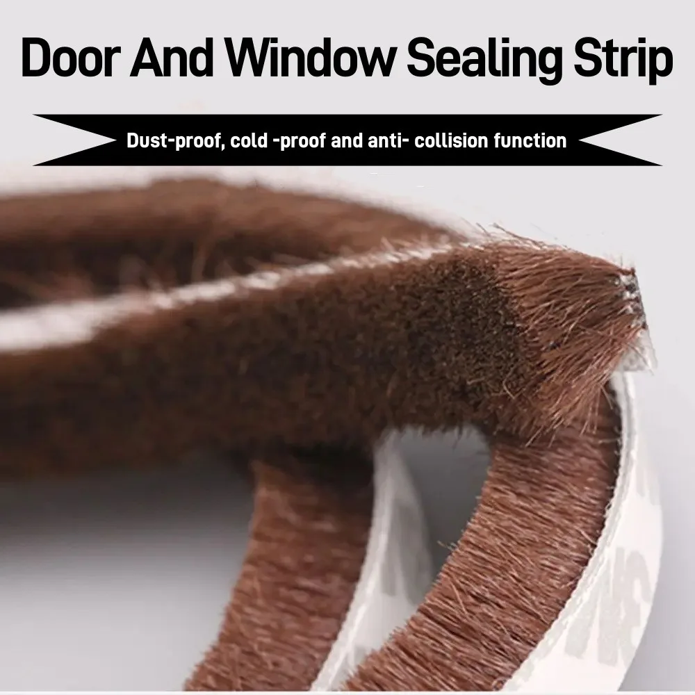 10M Aluminum Alloy Window Sealing Strip Self-adhesive Windproof Soundproof Brush Sealing Strip Door Sealing Gap Filling Strip