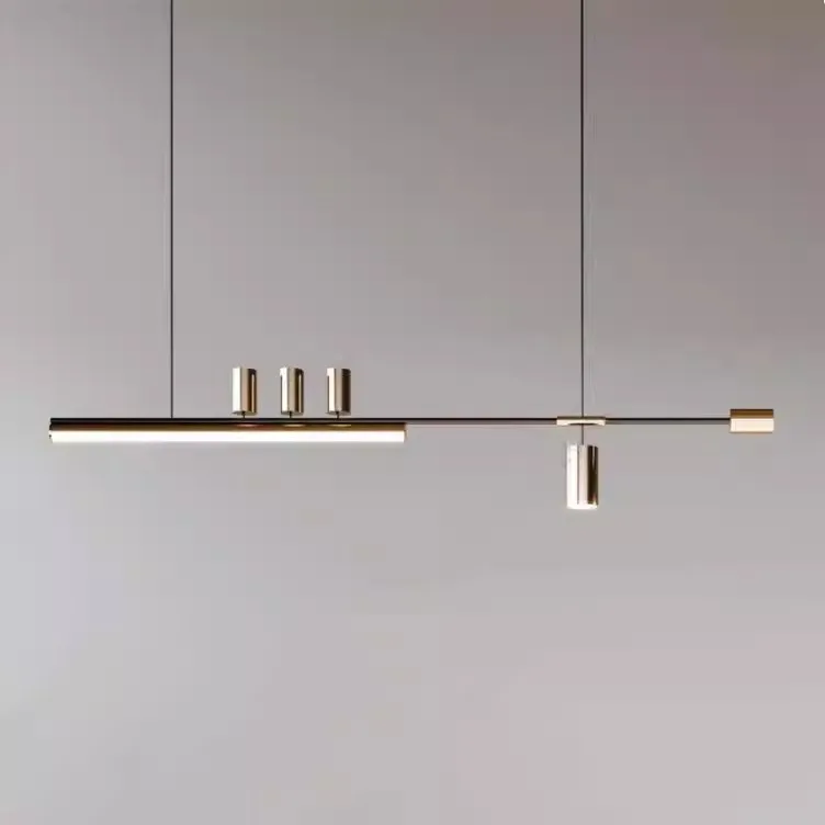 

Designer luxury dining table restaurant main simple modern high sense one word long Italian minimalist bar chandelier