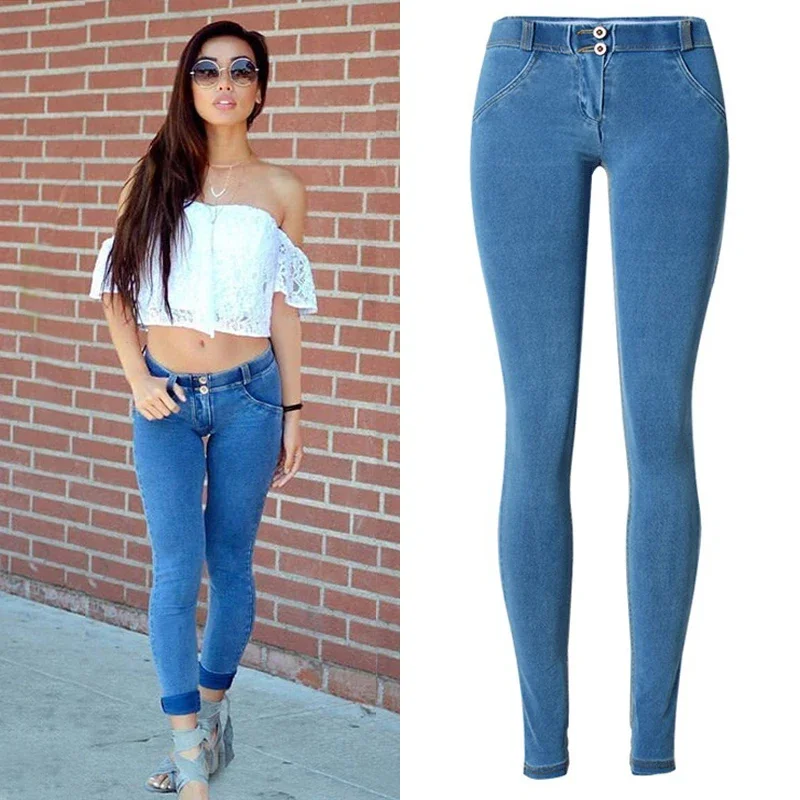 

New Stretch Tight Jeans Women Sexy Clothing Low Waist Skinny Denim Pants Push Up Peach Hip Butt Lift Trousers Beautiful Street