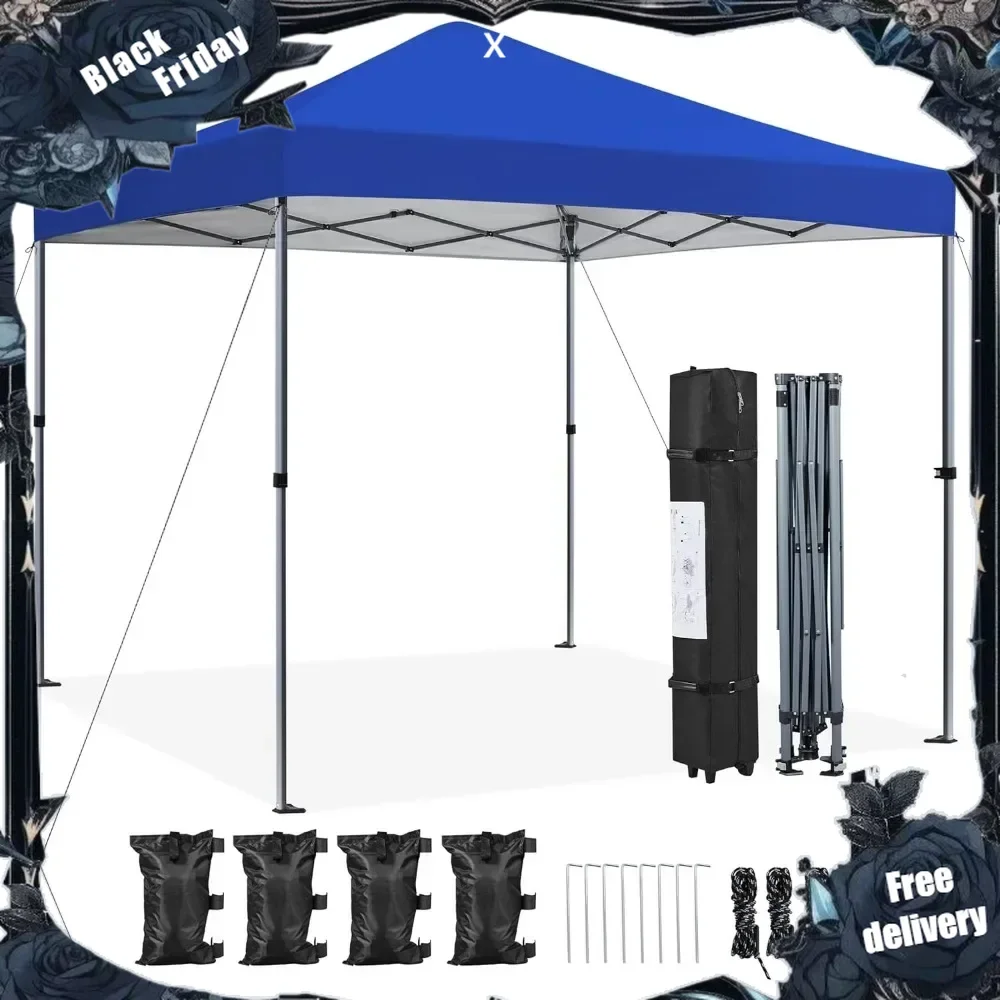 

8x8 Pop Up Canopy Easy Set-up Tent, Portable Outdoor Canopy Instant Tent, Commercial Gazebo with Wheeled Carry Bag & 4 Sandbags