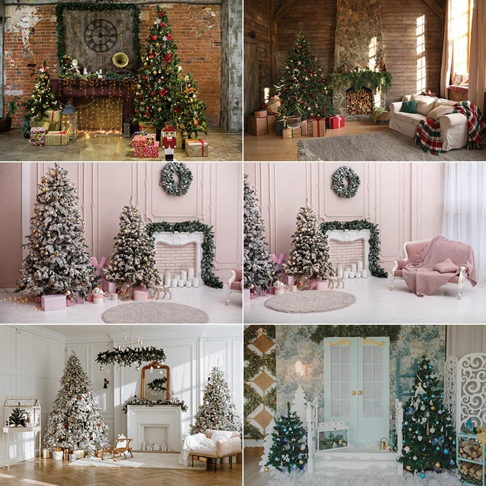 

MOON.QG Arts Christmas Background Photography Gifts Xmas Trees Fireplace Photozone Backdrop Baby Photo Studio Photocall Supplies