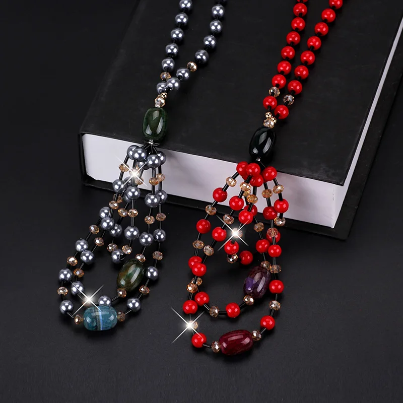 

Long and multi-functional necklaces for women, natural stone sweater chains, retro necklaces, fashionable clothing necklaces