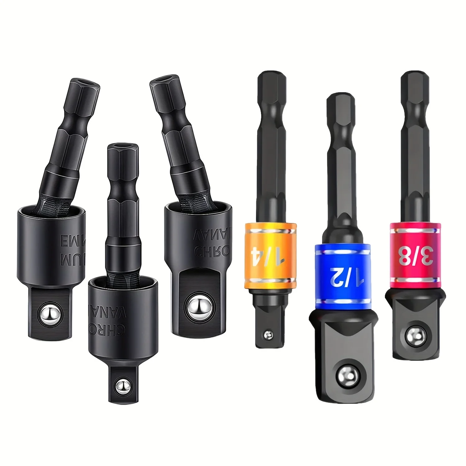 

Набор адаптеров для стальных ударных головок, сверла с шестигранным хвостовиком и квадратным торцевым ключом, быстросменные преобразователи гаек для домашнего ремонта