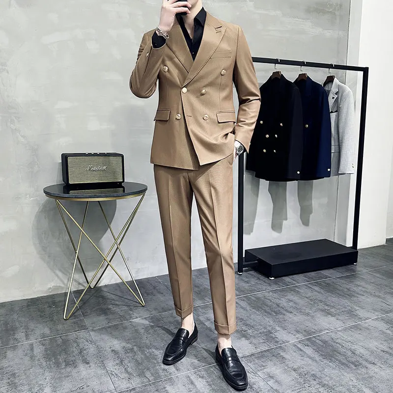 Men's casual business peaked lapel slim fit banquet suit21