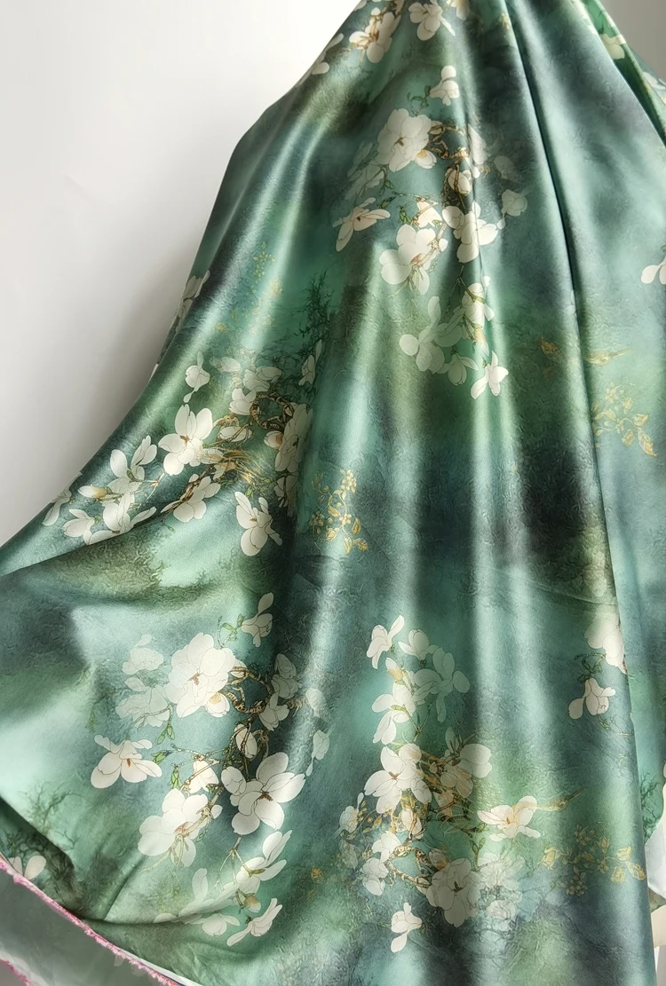 58'' Wide By Meters Digital Print Charmeuse Fabric Cheongsam Robe Kimono Material Stretch Satin