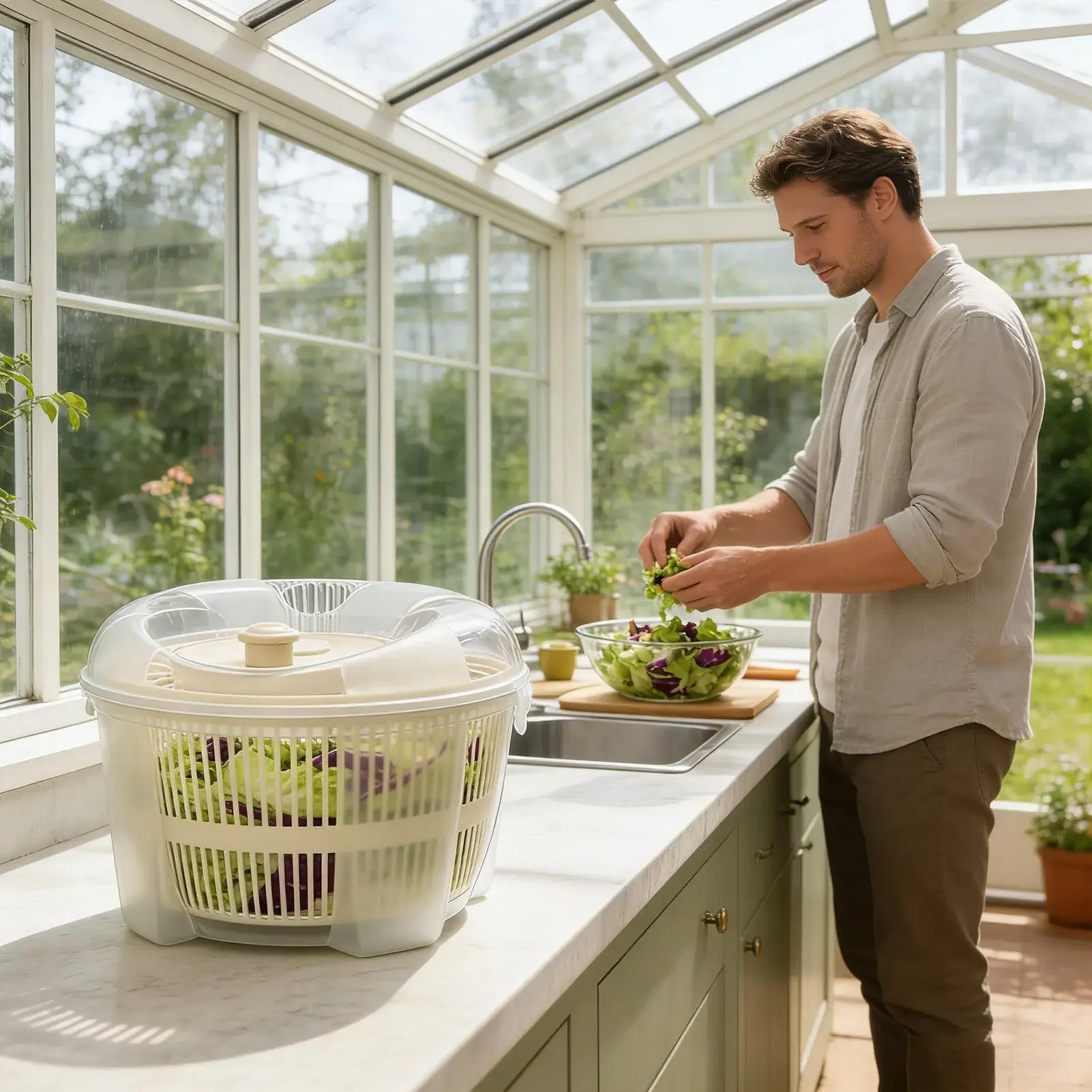 Lettuce Spinner Washer Bowl Vegetable Dryer For Dumpling Filling Filter Kitchen Fresh Crisp Clean Produce Dressing Food Veggie
