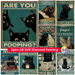 Funny Cat Quote AB Diamond Painting Embroidery Inlaid Rhinestones New 2023 Diy Art Cross Stitch Mosaic Home Decor Handmade Gift