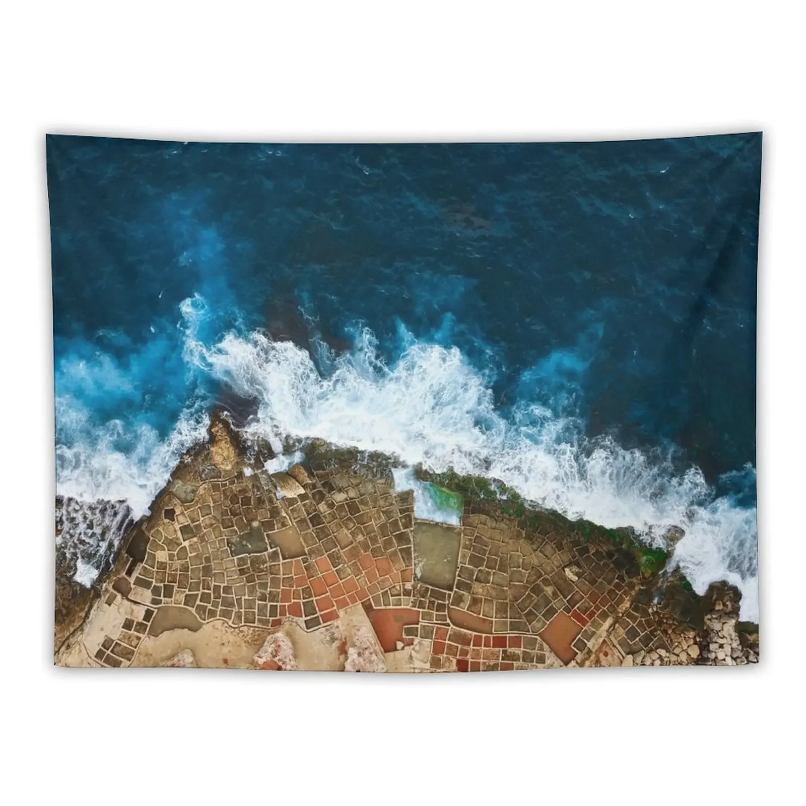 An aerial shot of the Salt Pans in Marsaskala Malta Tapestry Japanese Room Decor Tapestry