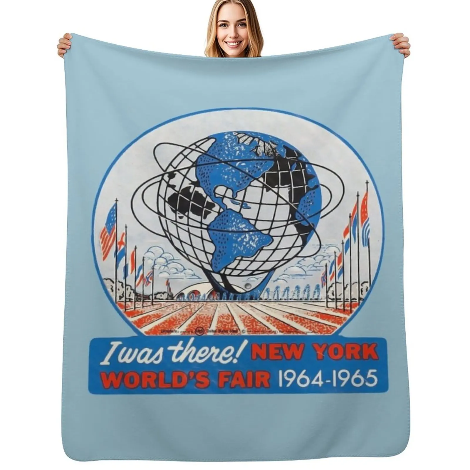 

New York World's Fair RETRO 1964 Throw Blanket Foldable Soft Warm Blanket for Outdoor Use