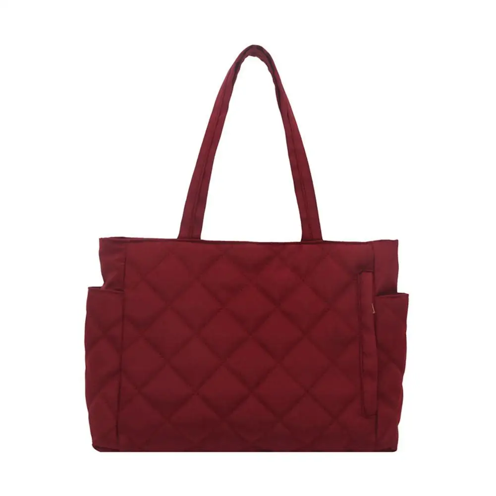 Mehrtaschen-Damen-Umhängetasche im Postboten-Stil, mit Rautenmuster, aus Baumwolle, als Kleider- und Schultertasche, große Kapazität, lässige Nylon-Schultertasche. – Detail 4