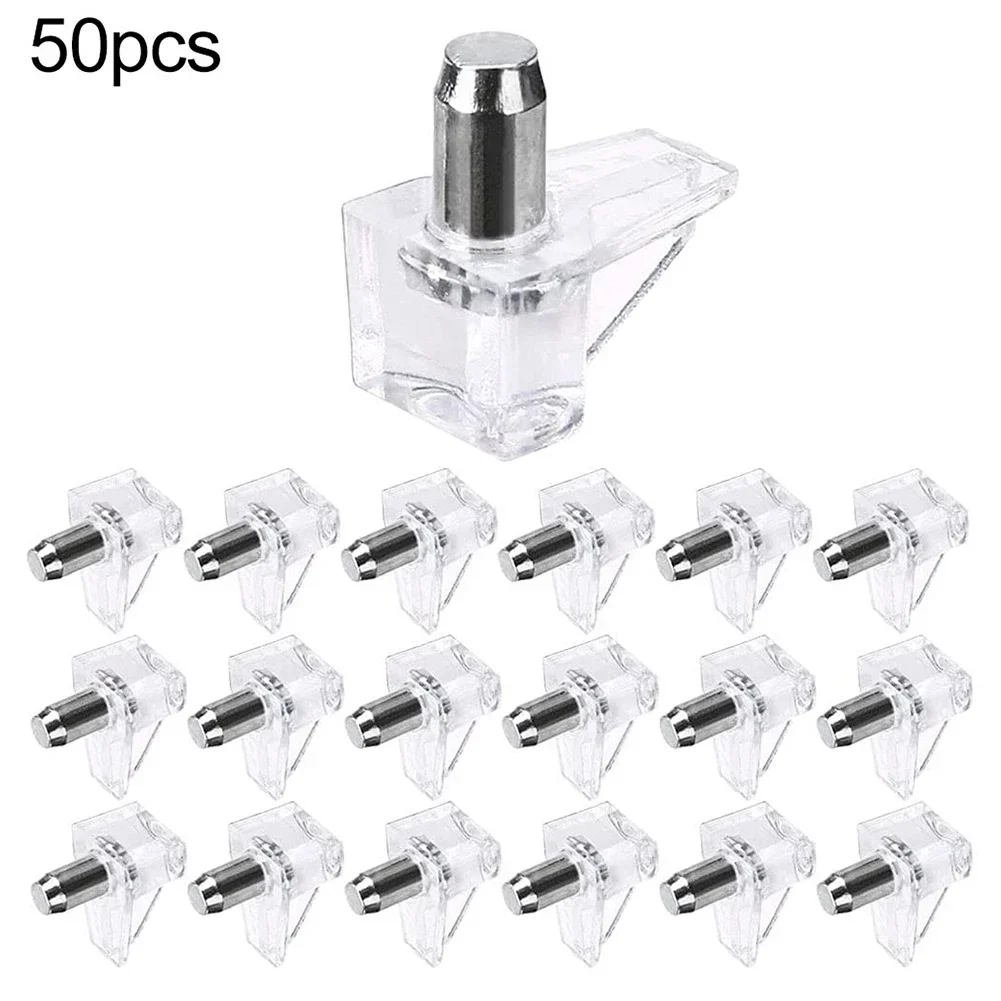 50Pcs Clear Shelf Support 5mm Plastic Bracket For Furniture Inside Holder Hardware Central Glass Plate Support Bracket