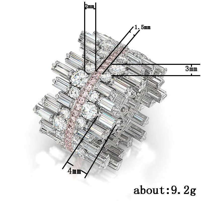 Huitan Luxus Unregelmäßigkeit Form Liebe Ring für Frauen Mikro Gepflastert Runde Quadratische Zirkonia Hochzeit Engage Ring Trendy Schmuck – Detail 1